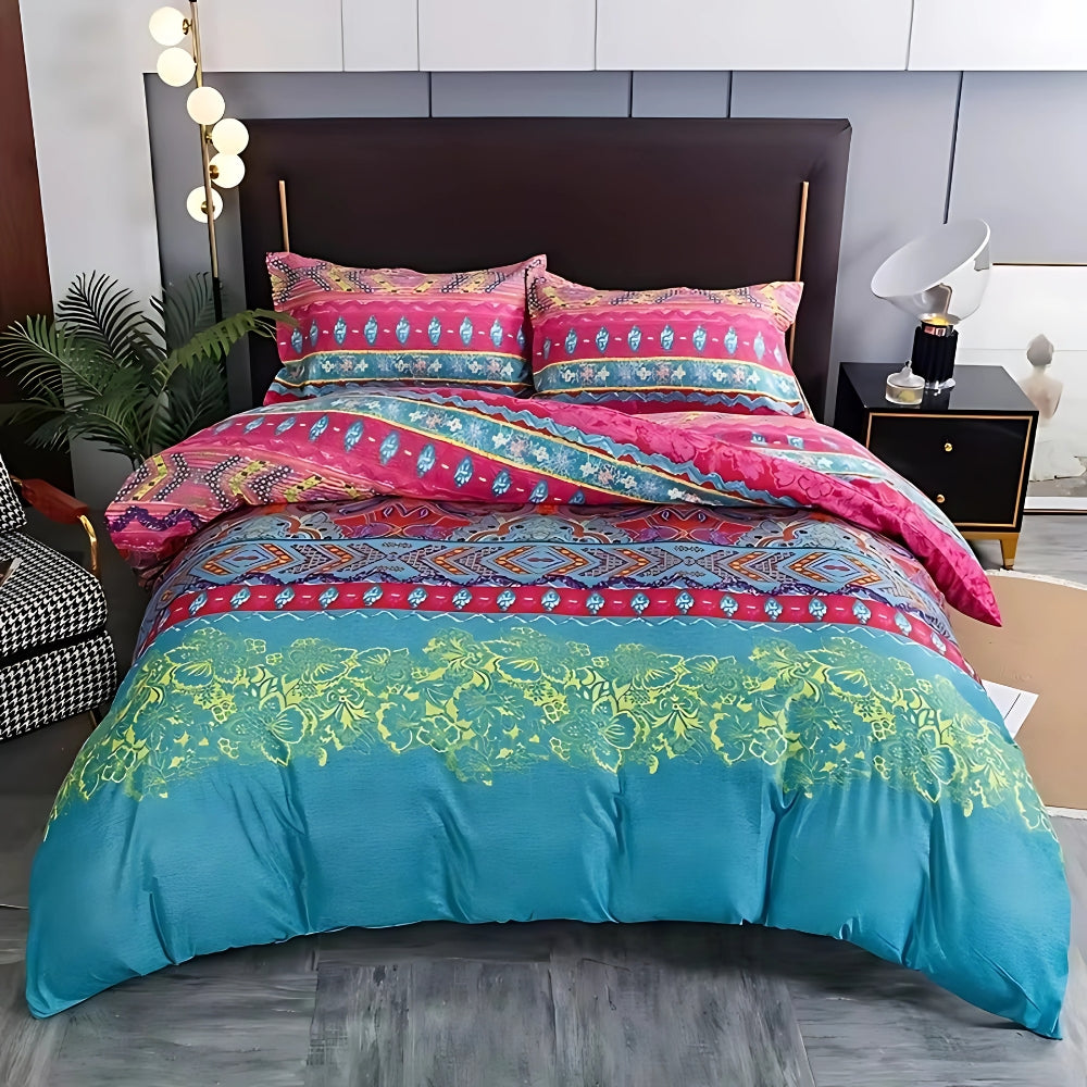 EthnoLeben: Luxurious Duvet Cover Set – Soft, Breathable & Durable with Boho Tribal Look for Home