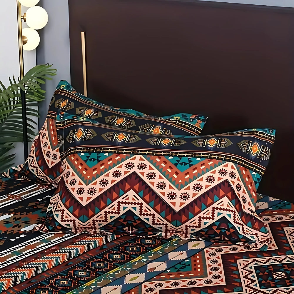 EthnoLeben: Luxurious Duvet Cover Set – Soft, Breathable & Durable with Boho Tribal Look for Home