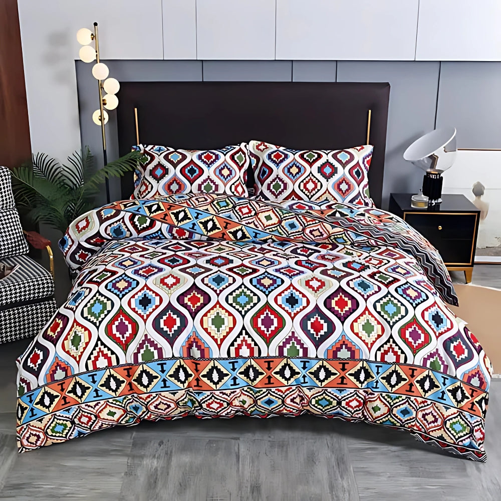 EthnoLeben: Luxurious Duvet Cover Set – Soft, Breathable & Durable with Boho Tribal Look for Home