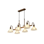 6-Light Linear Glass Island Pendant — Bronze