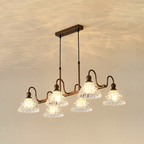6-Light Linear Glass Island Pendant — Bronze