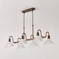 6-Light Linear Glass Island Pendant — Bronze