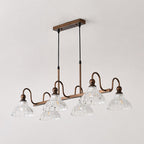 6-Light Linear Glass Island Pendant — Bronze