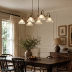 6-Light Linear Glass Island Pendant — Bronze