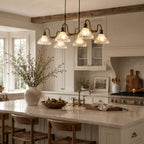 6-Light Linear Glass Island Pendant — Bronze