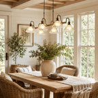 6-Light Linear Glass Island Pendant — Bronze