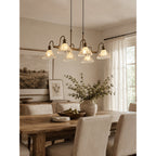 6-Light Linear Glass Island Pendant — Bronze