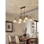 6-Light Linear Glass Island Pendant — Bronze