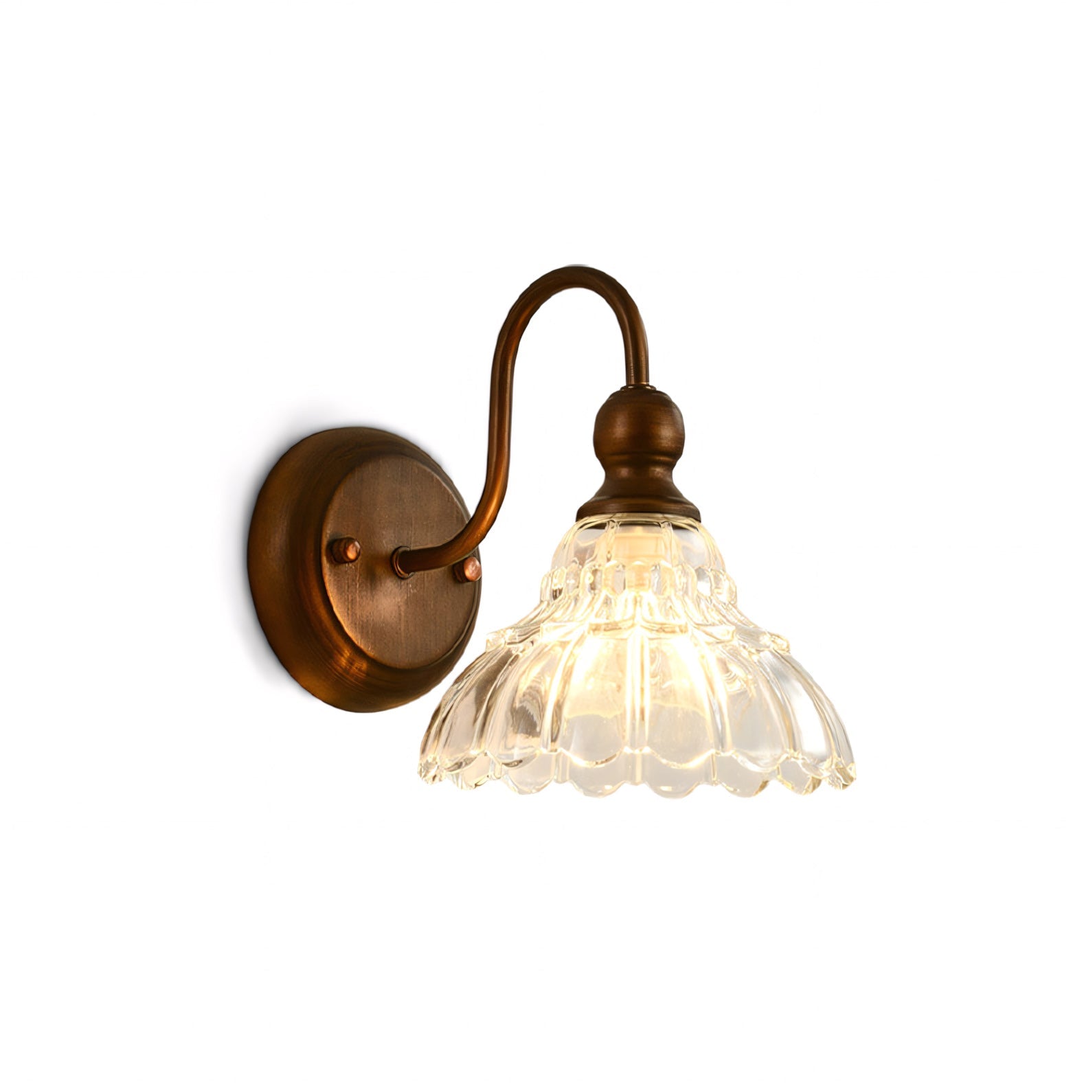 Antique Bronze Gooseneck Glass Wall Sconce
