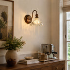 Antique Bronze Gooseneck Glass Wall Sconce