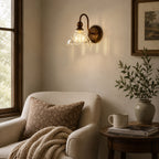 Antique Bronze Gooseneck Glass Wall Sconce