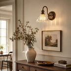 Antique Bronze Gooseneck Glass Wall Sconce