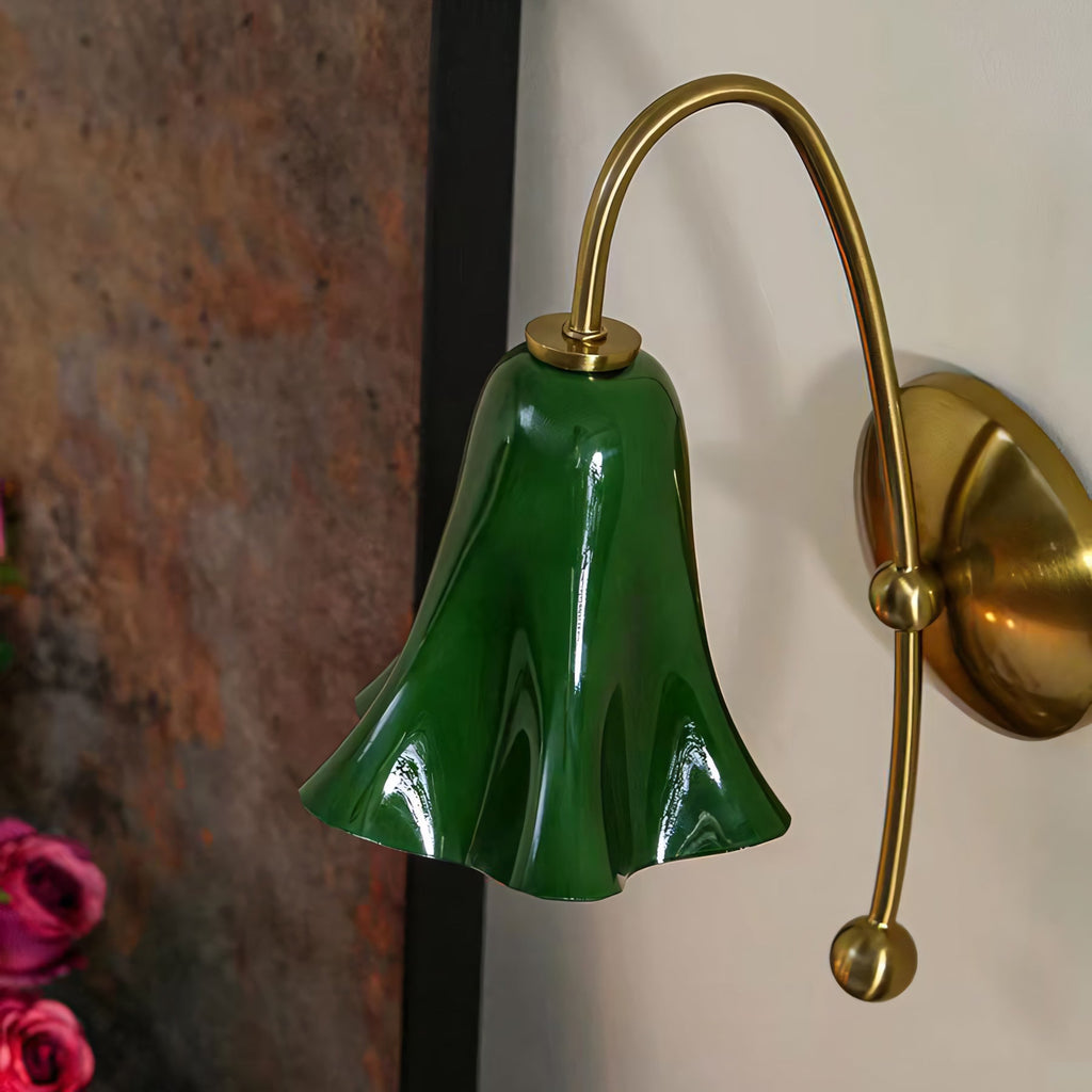 Gooseneck Glass Blossom Wall Sconce — Copper