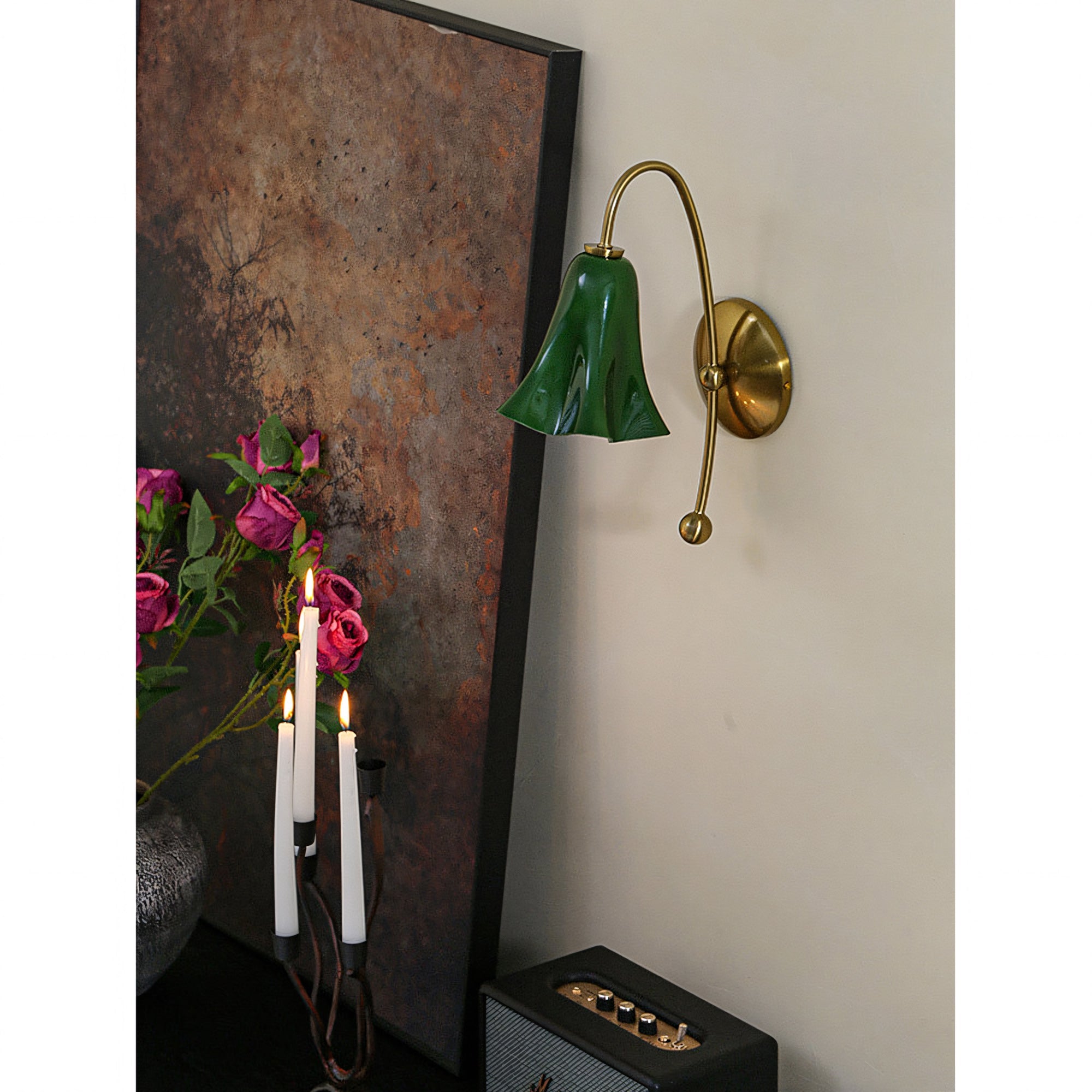 Gooseneck Glass Blossom Wall Sconce — Copper