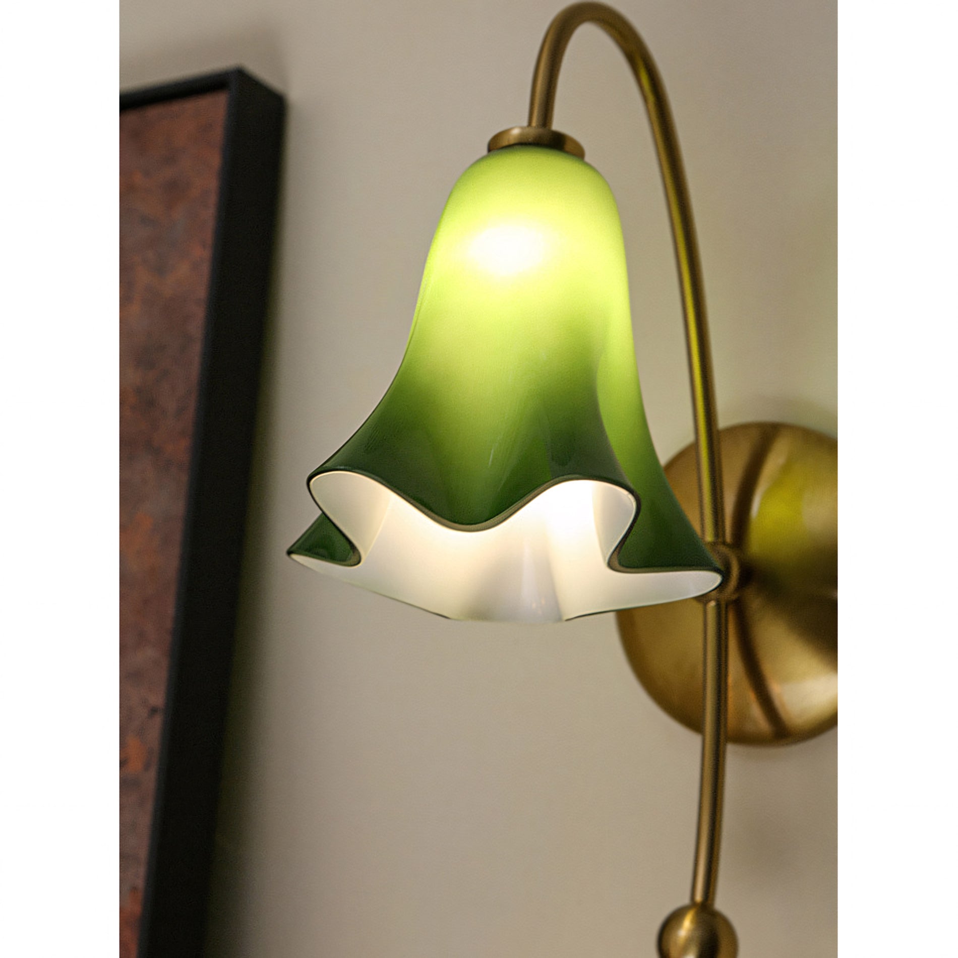 Gooseneck Glass Blossom Wall Sconce — Copper