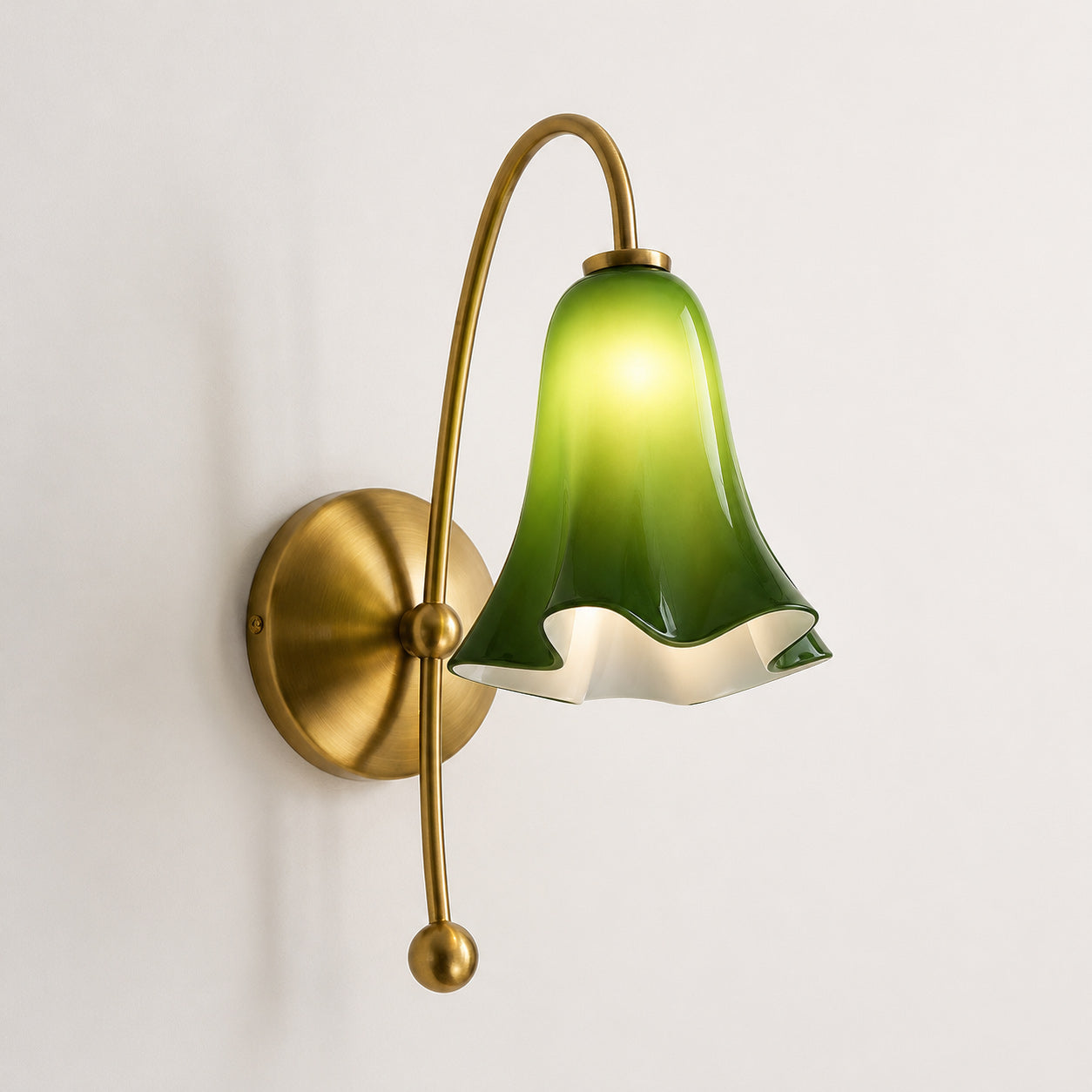 Gooseneck Glass Blossom Wall Sconce — Copper