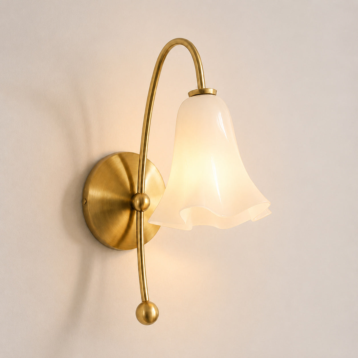 Gooseneck Glass Blossom Wall Sconce — Copper