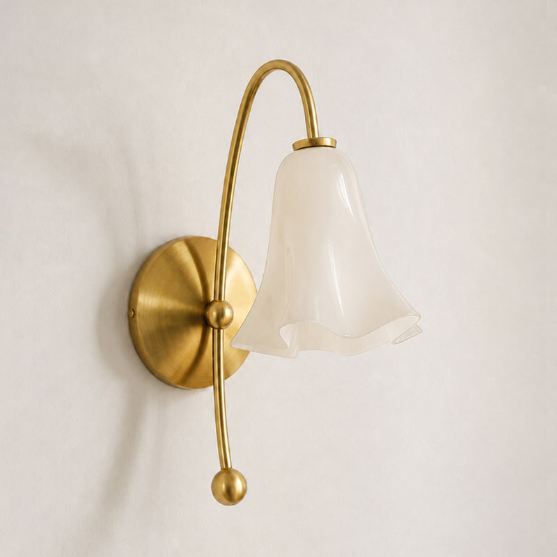 Gooseneck Glass Blossom Wall Sconce — Copper