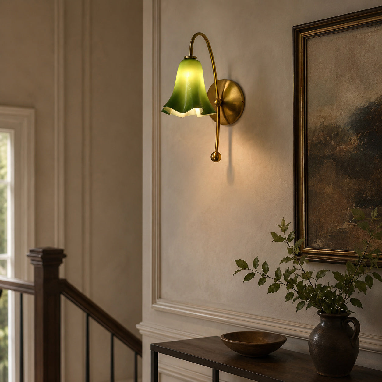 Gooseneck Glass Blossom Wall Sconce — Copper