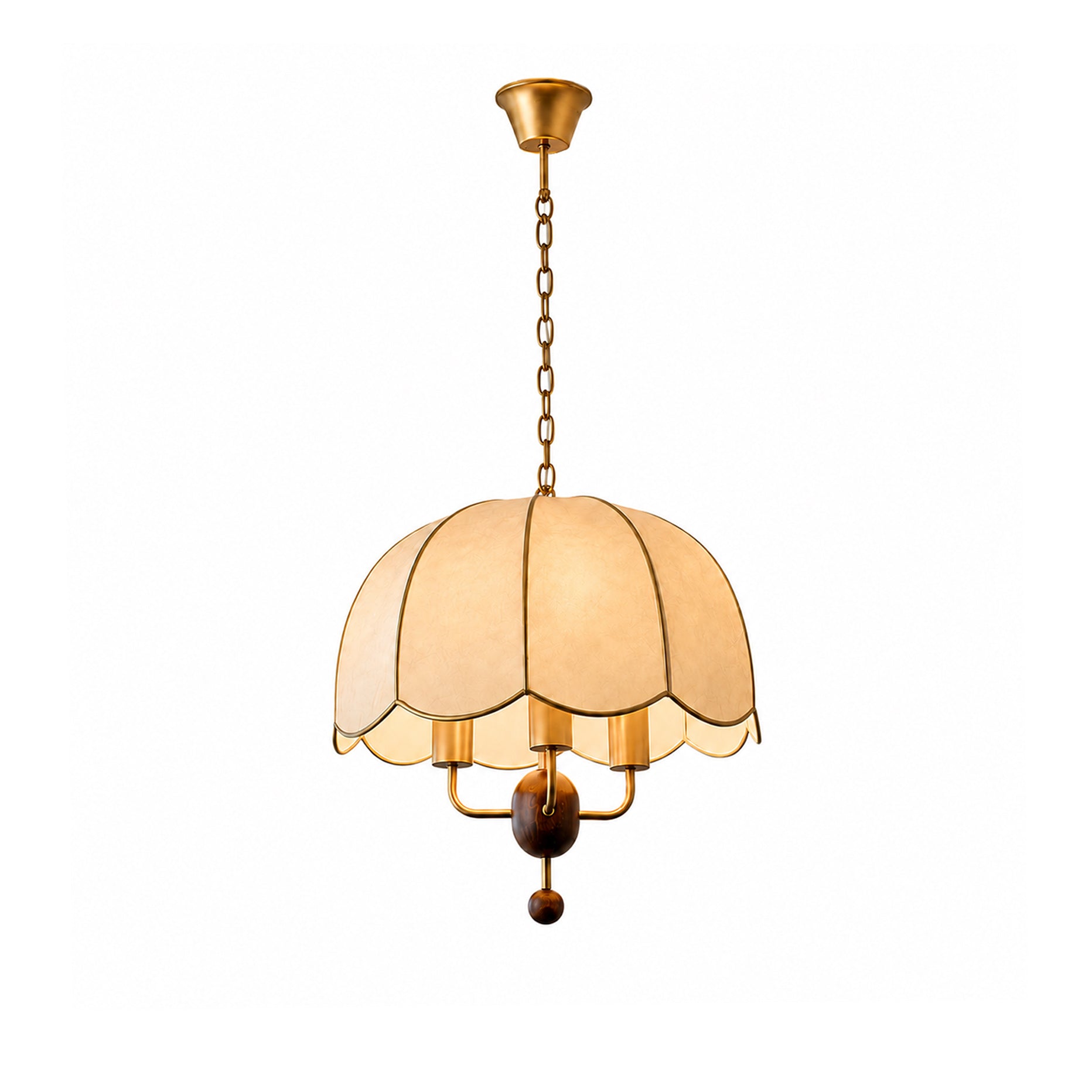 Scalloped Cream Fabric Dome Pendant Light