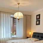 Scalloped Cream Fabric Dome Pendant Light