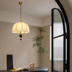 Scalloped Cream Fabric Dome Pendant Light