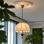 Scalloped Cream Fabric Dome Pendant Light
