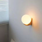 Walnut Wood & Glass Orb Wall Lamp