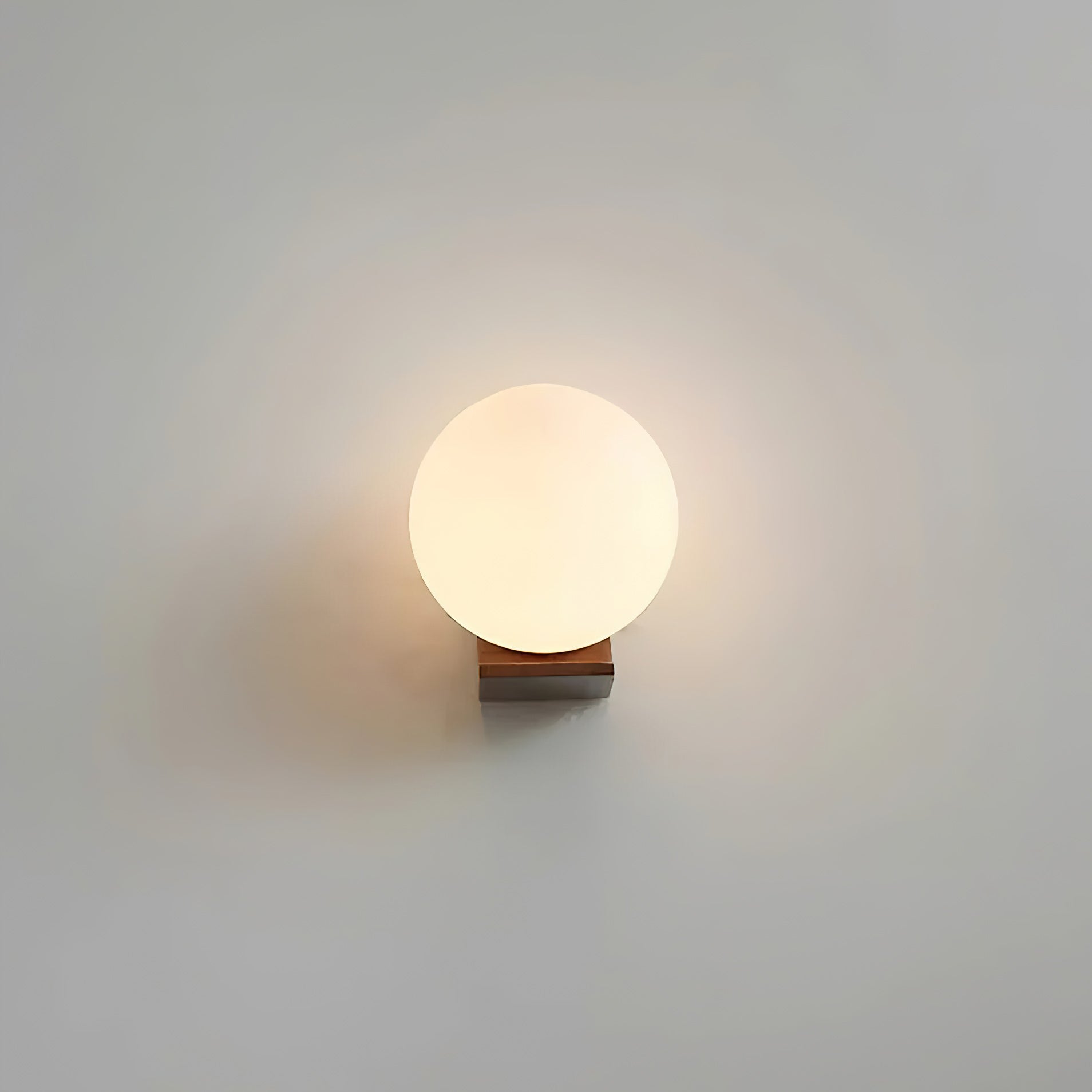 Walnut Wood & Glass Orb Wall Lamp