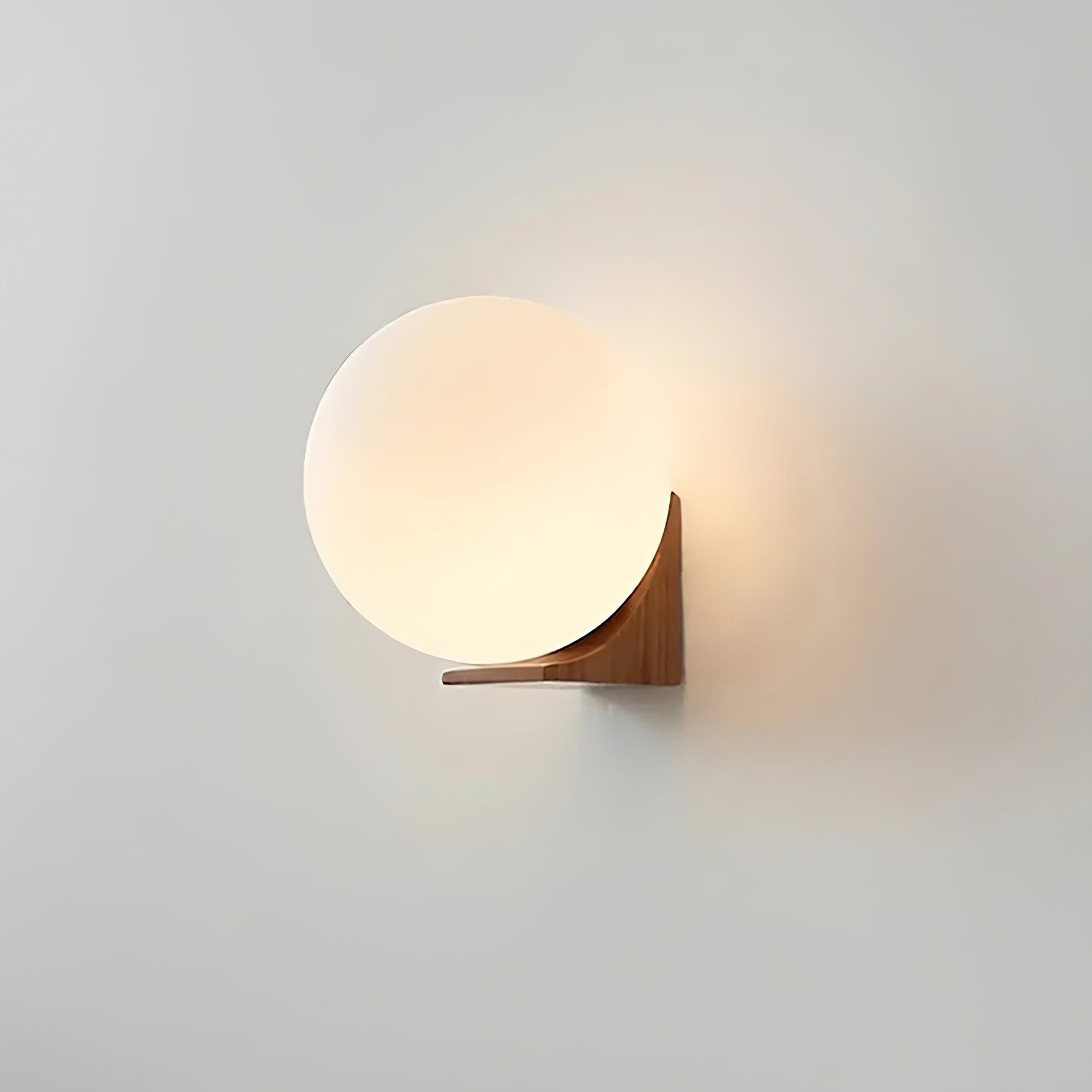 Walnut Wood & Glass Orb Wall Lamp