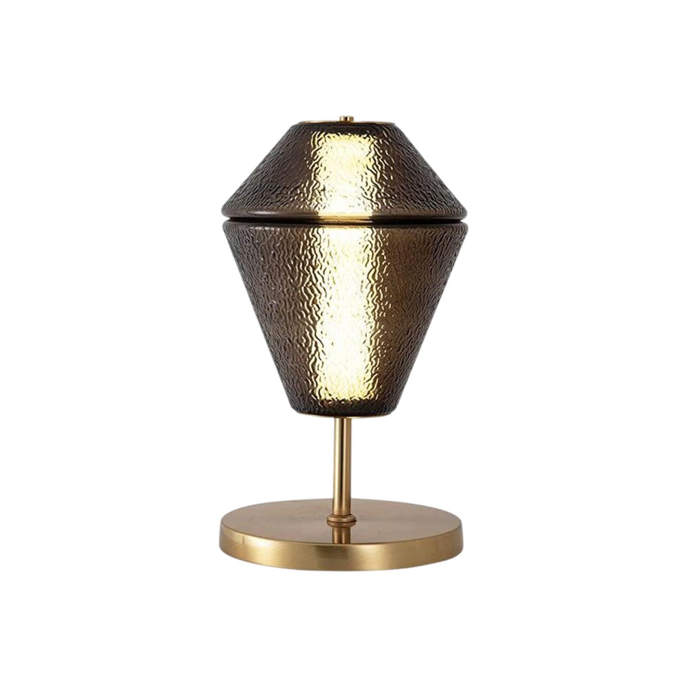 Tinted Glass Table Lamp with Copper Base