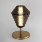 Tinted Glass Table Lamp with Copper Base