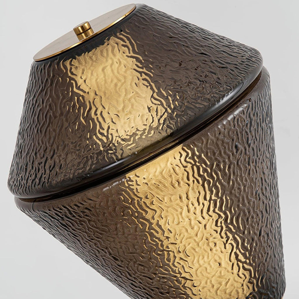 Tinted Glass Table Lamp with Copper Base