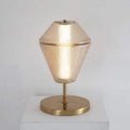 Tinted Glass Table Lamp with Copper Base