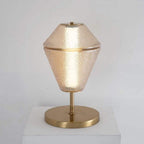 Tinted Glass Table Lamp with Copper Base