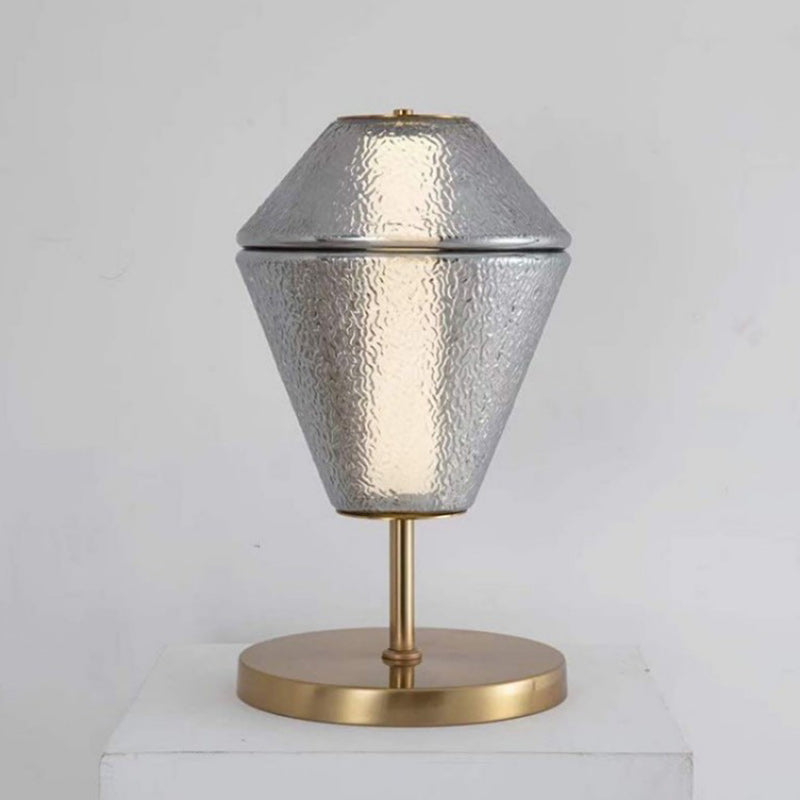 Tinted Glass Table Lamp with Copper Base