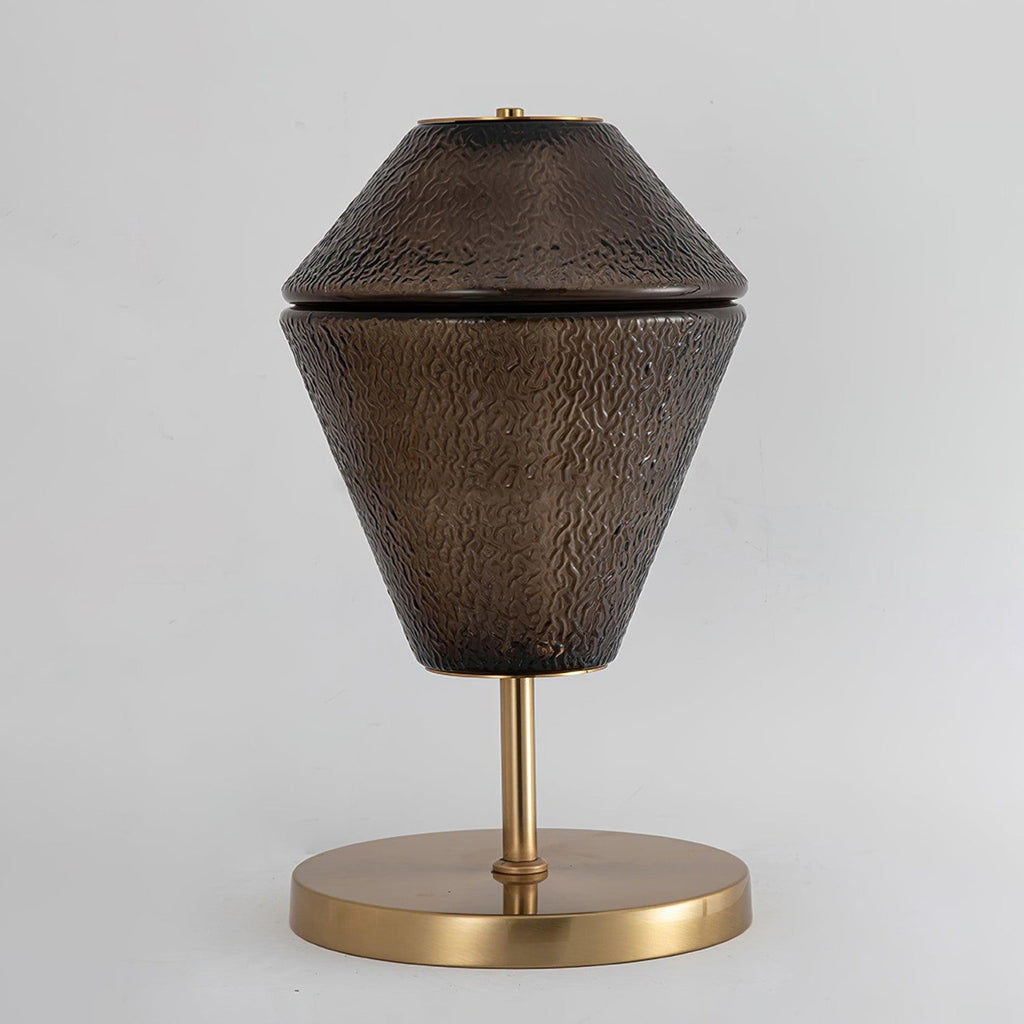 Tinted Glass Table Lamp with Copper Base