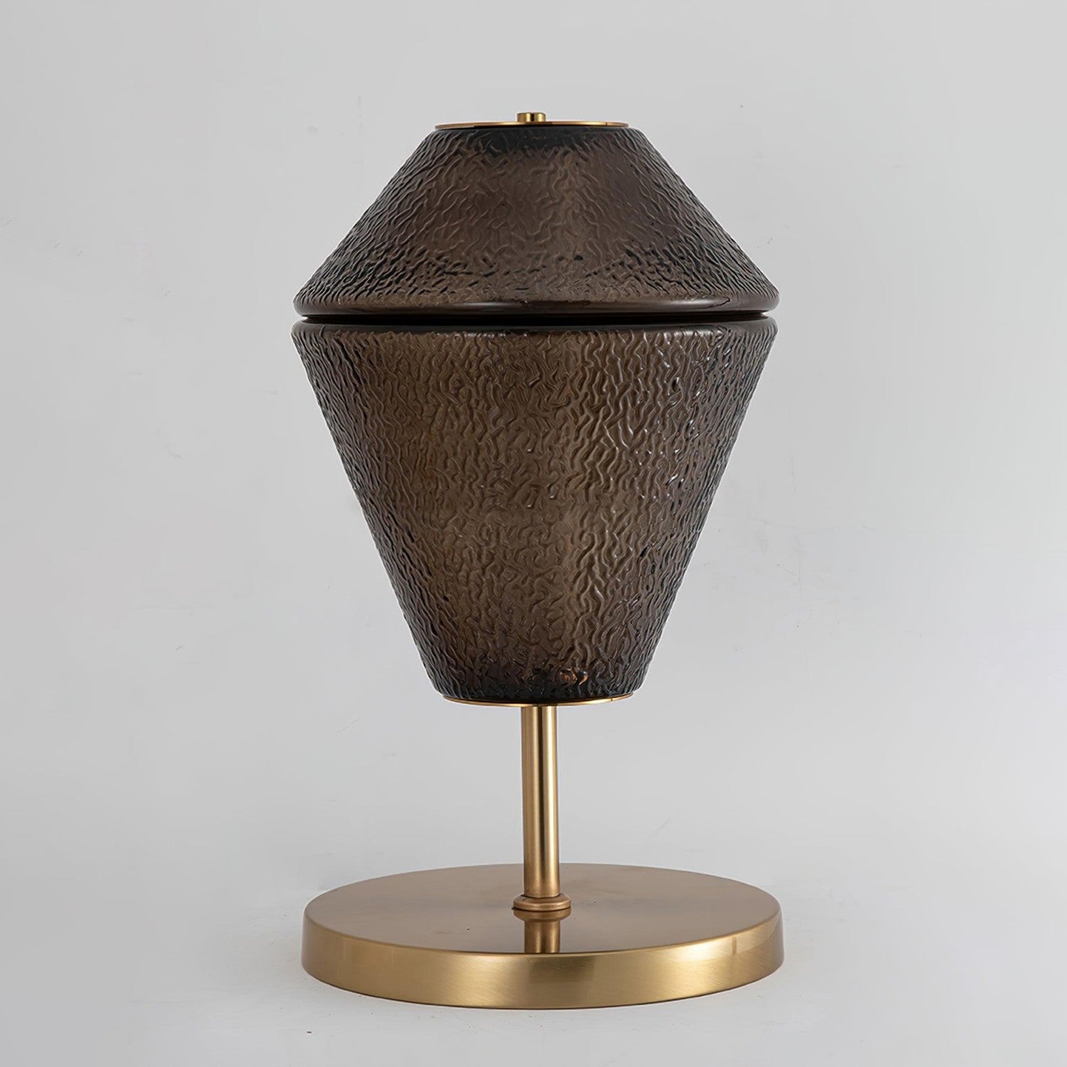 Tinted Glass Table Lamp with Copper Base