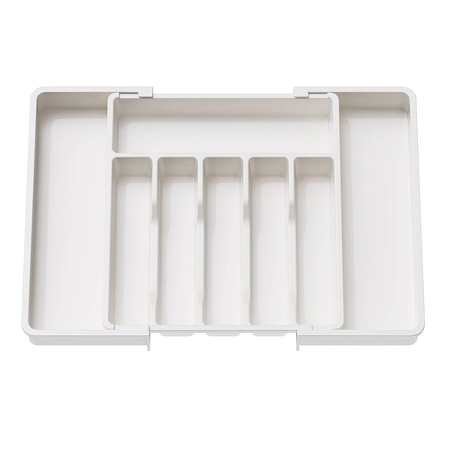 Expandable Flatware Drawer Organizer Tray with Adjustable Dividers for Silverware