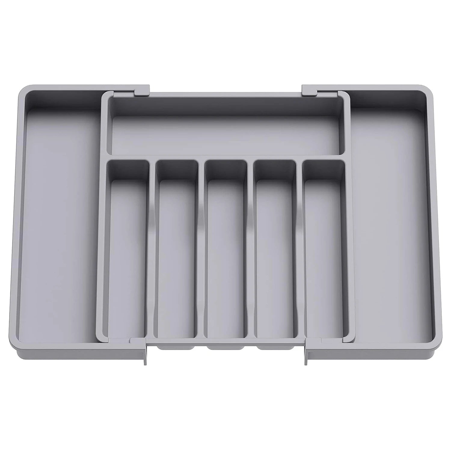 Expandable Flatware Drawer Organizer Tray with Adjustable Dividers for Silverware