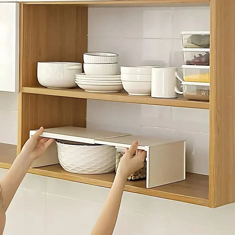 Expandable Kitchen Organizer Adjustable Multi Layer ABS Storage Rack