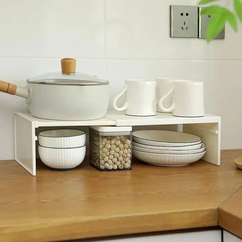 Expandable Kitchen Organizer Adjustable Multi Layer ABS Storage Rack