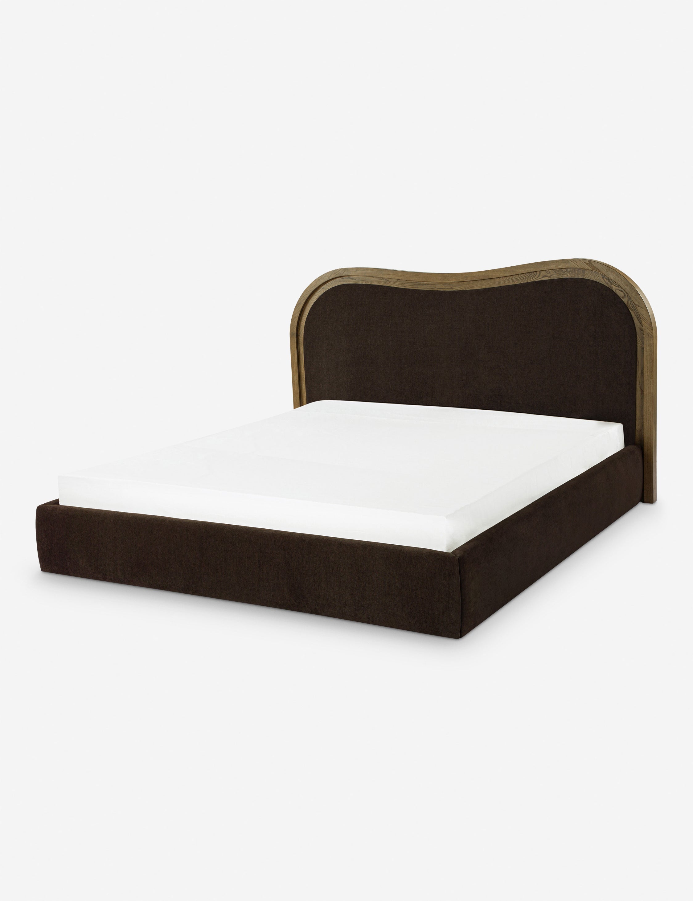 Gavril Platform Bed | Solid Ash Border, Upholstered Headboard