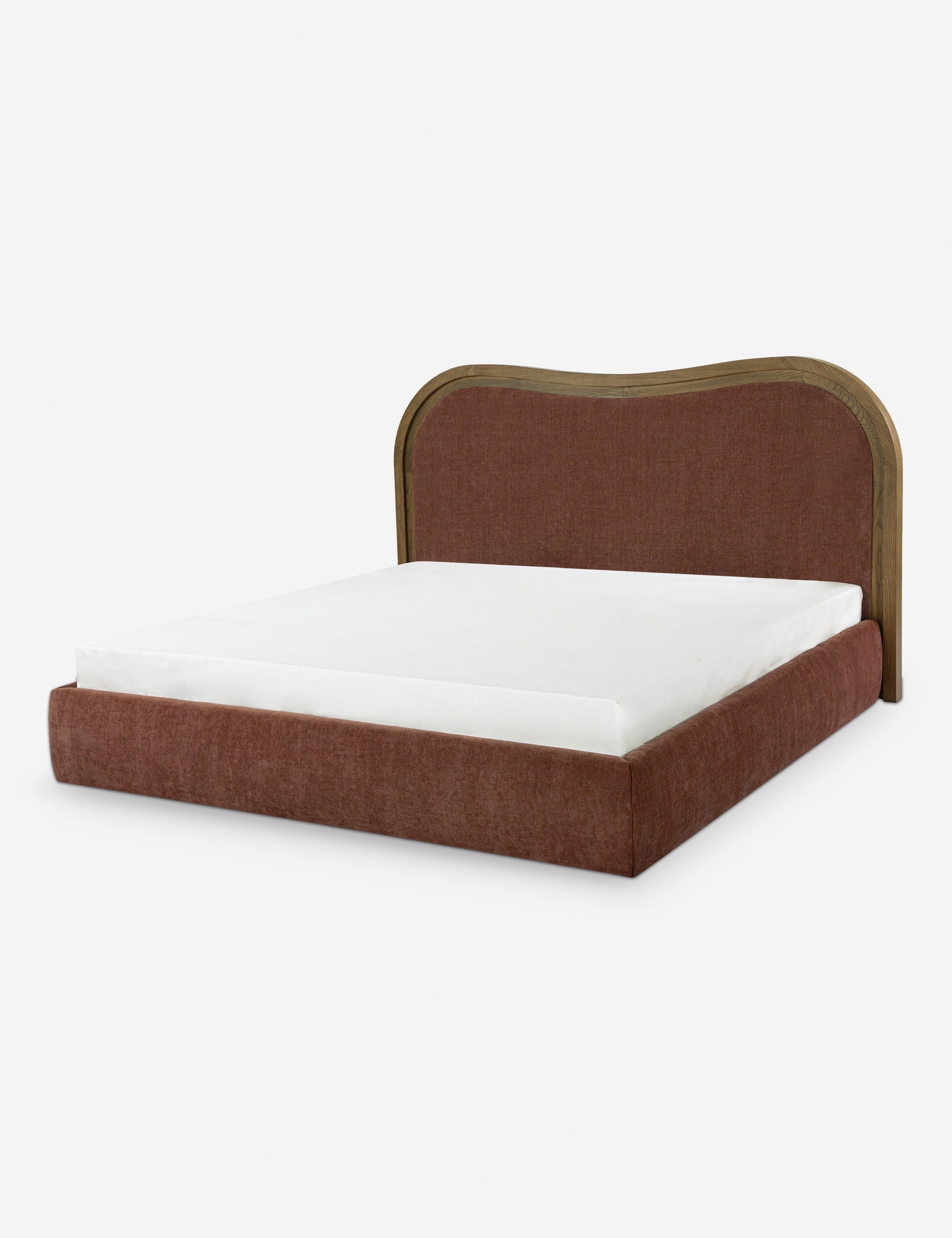 Gavril Platform Bed | Solid Ash Border, Upholstered Headboard