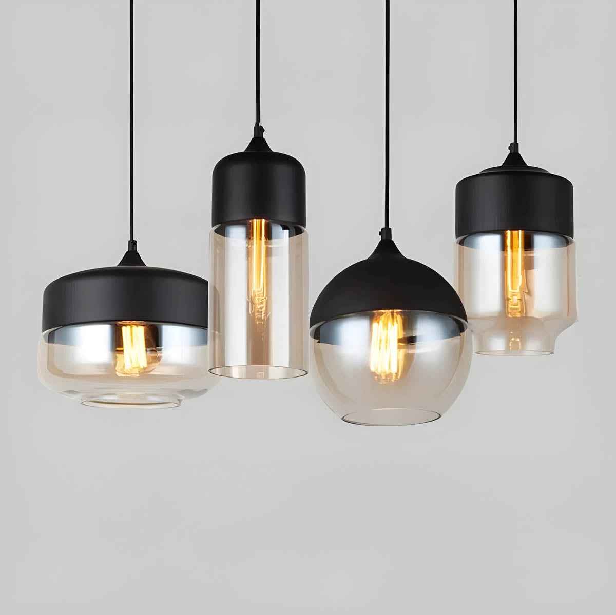 Kairo Hanglamp | Moderne Glazen Verlichting, Zwart, E27 Fitting