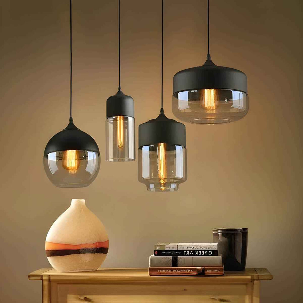 Kairo Hanglamp | Moderne Glazen Verlichting, Zwart, E27 Fitting
