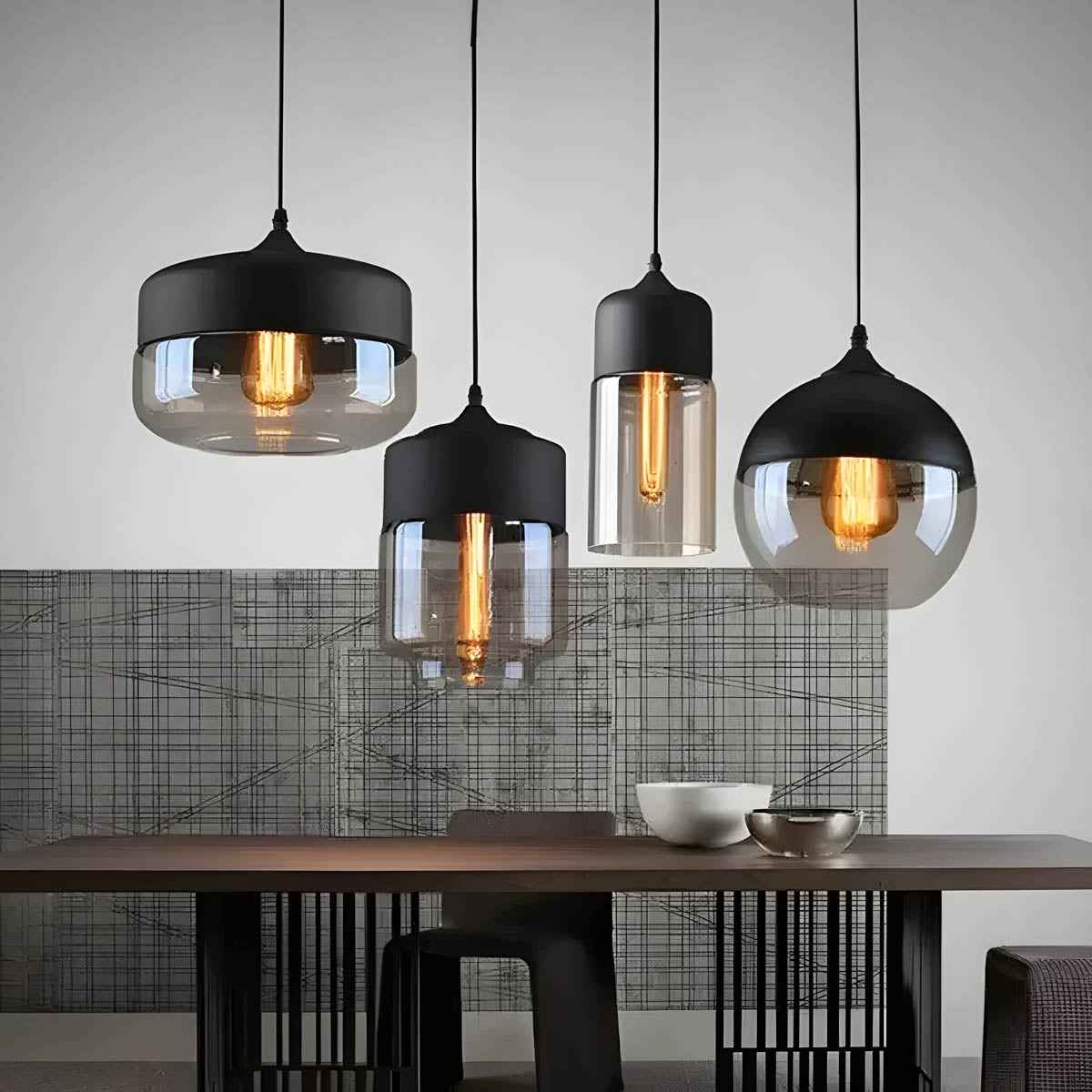 Kairo Hanglamp | Moderne Glazen Verlichting, Zwart, E27 Fitting