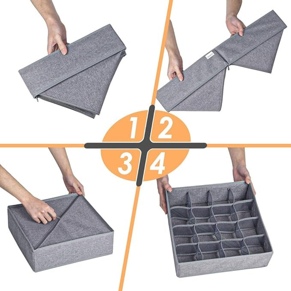 FachOrdnung: Foldable Storage Organizer – with 24 Compartments, Practical & Space-Saving for Socks & Underwear