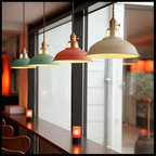 FarbGlanz: Industrial Metal Pendant Light LED with Colorful Dome – for Kitchen & Dining Room