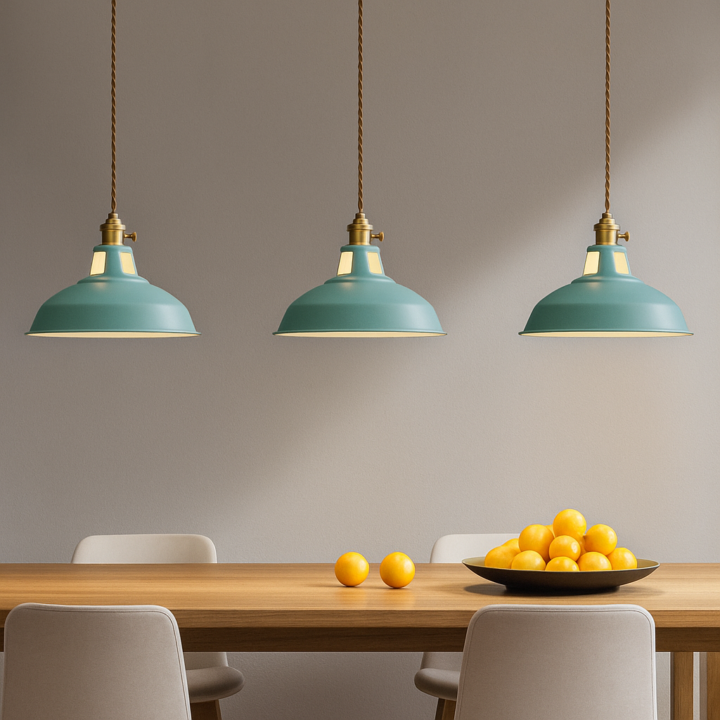 FarbGlanz: Industrial Metal Pendant Light LED with Colorful Dome – for Kitchen & Dining Room